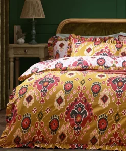 Joe Browns Aztec Cotton Slub Reversible Frill Duvet Set- Bedding
