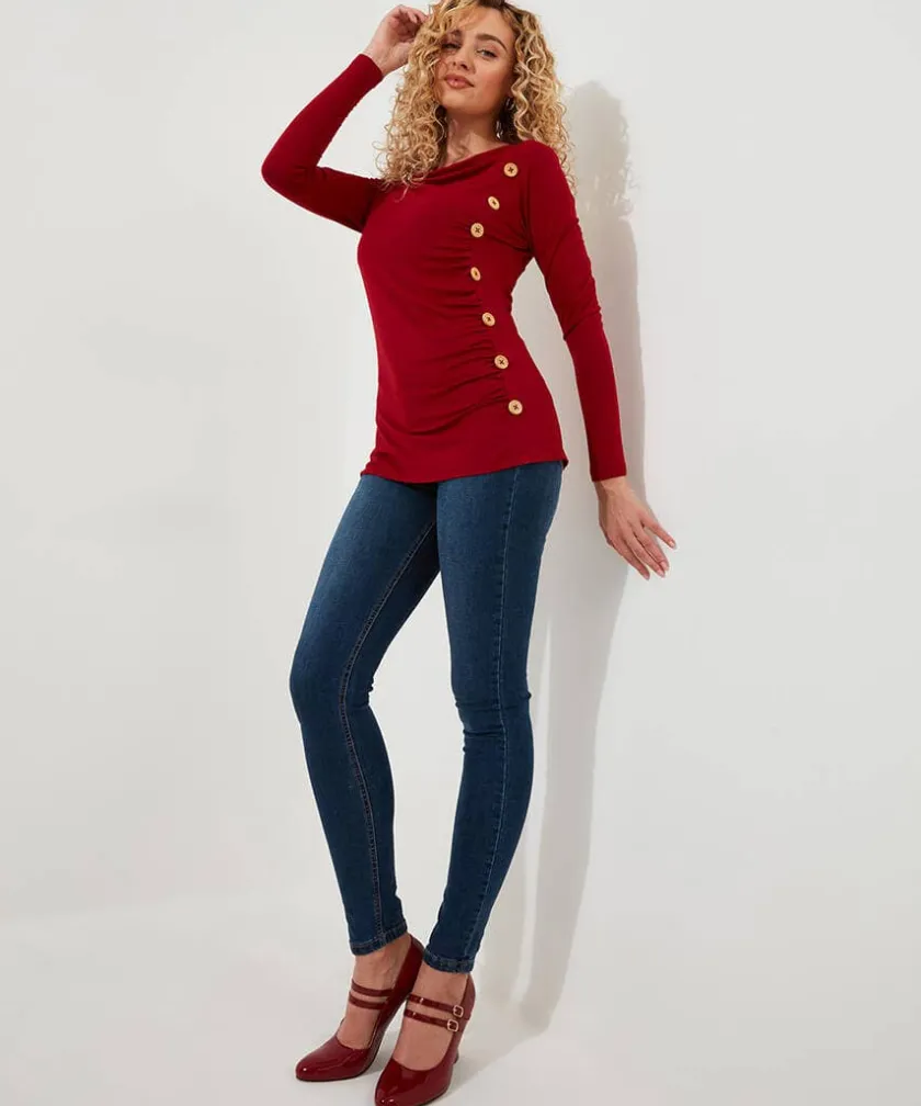 Joe Browns Betsey Button Detail Jersey Top-Women Tops, Tunics & Blouses