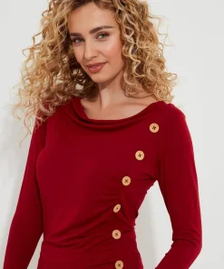 Joe Browns Betsey Button Detail Jersey Top-Women Tops, Tunics & Blouses