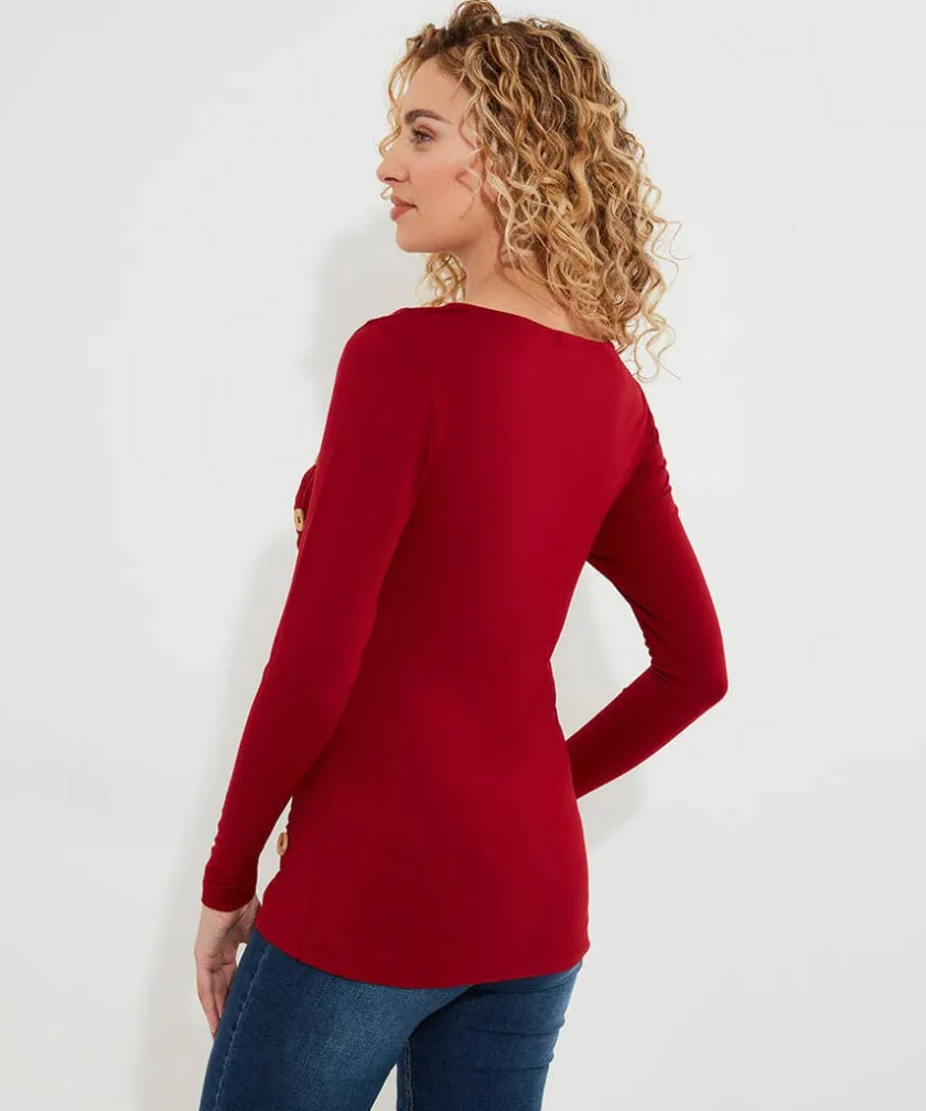 Joe Browns Betsey Button Detail Jersey Top-Women Tops, Tunics & Blouses