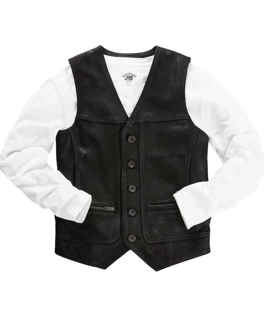 Joe Browns Leather Waistcoat- Waistcoats|Leather Jackets
