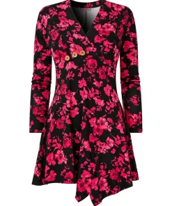 Joe Browns Button Detail Printed Jersey Tunic Top-Women Tops, Tunics & Blouses
