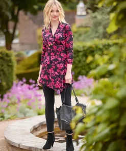 Joe Browns Button Detail Printed Jersey Tunic Top-Women Tops, Tunics & Blouses