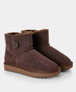 Joe Browns Cosy Button Trim Suede Boots-Women Ankle Boots|Boots