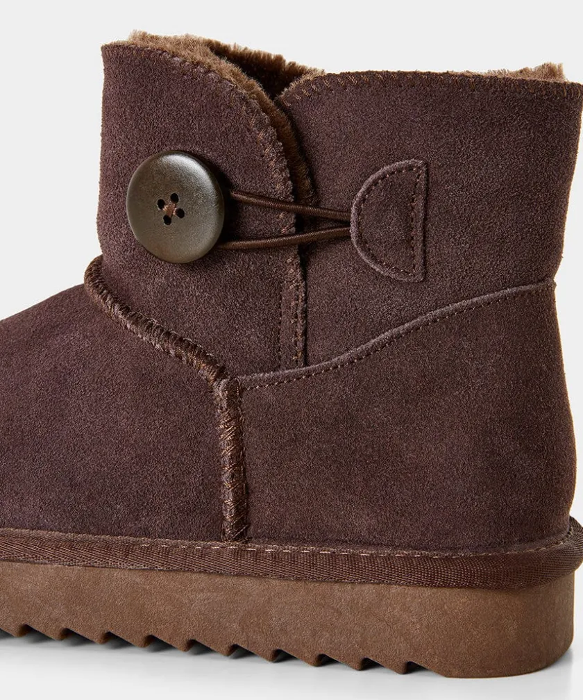Joe Browns Cosy Button Trim Suede Boots-Women Ankle Boots|Boots