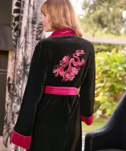 Joe Browns Daring Dragon Embroidered Velour Dressing Gown-Women Women's Clothing|Loungewear & Pyjamas