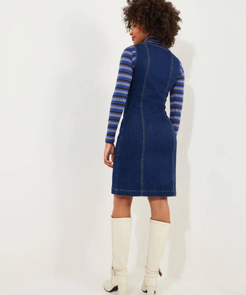 Joe Browns Dawn Denim Zip Through Pinafore-Women Denim Styles|Dresses