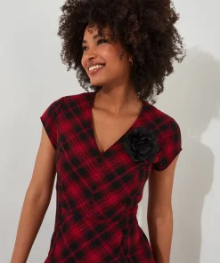 Joe Browns Dixie Check Dress With Corsage-Women Petite Collection|Dresses