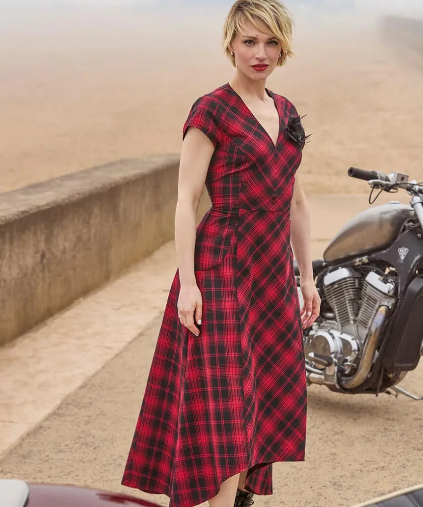 Joe Browns Dixie Check Dress With Corsage-Women Petite Collection|Dresses