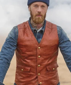 Joe Browns Embossed Leather Waistcoat- Waistcoats|Leather Jackets