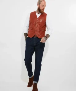 Joe Browns Embossed Leather Waistcoat- Waistcoats|Leather Jackets
