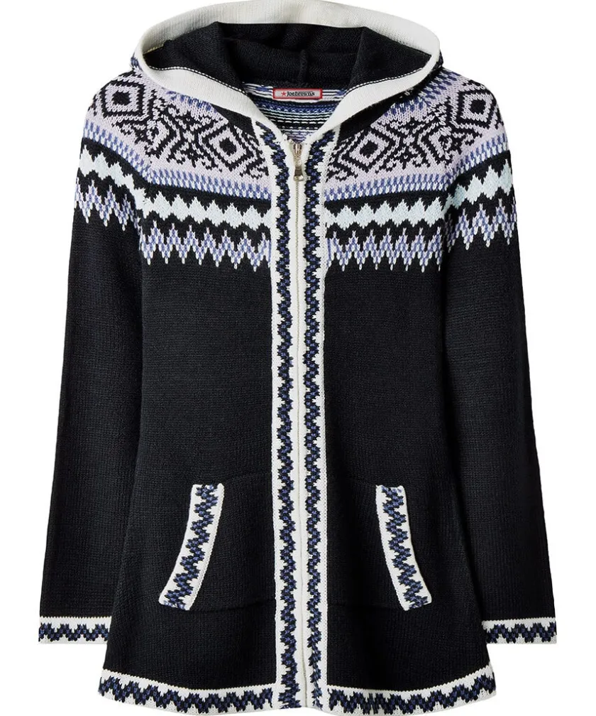 Joe Browns Fabulous Zip Front Hooded Fairisle Jumper-Women Knitwear & Cardigans