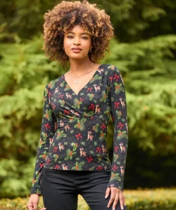 Joe Browns Feeling Festive Jersey Wrap Top-Women Women's Clothing|Novelty Gifts