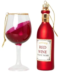 Joe Browns Feeling Merry Wine Bottle And Glass Christmas Ornaments- Christmas Homeware|Novelty Gifts
