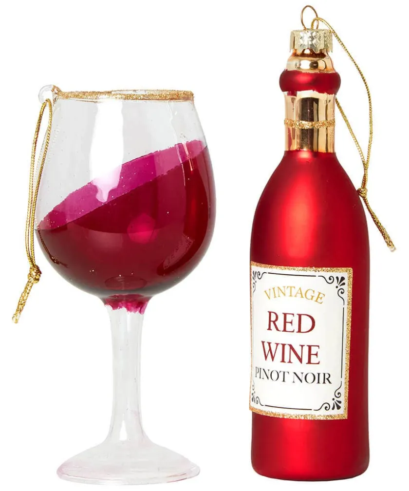 Joe Browns Feeling Merry Wine Bottle And Glass Christmas Ornaments- Christmas Homeware|Novelty Gifts