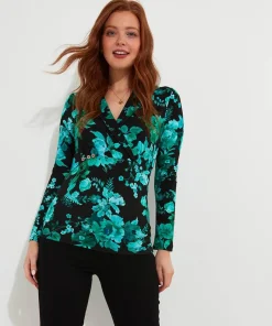 Joe Browns Hallie Jersey Print Wrap Top-Women Tops, Tunics & Blouses