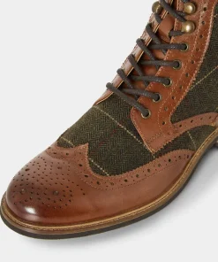 Joe Browns Harlington Tweed And Leather Boots- Boots|Shoes, Boots & Trainers