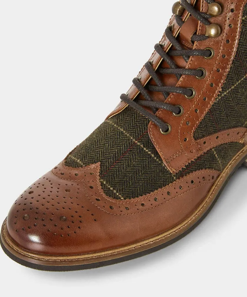Joe Browns Harlington Tweed And Leather Boots- Boots|Shoes, Boots & Trainers