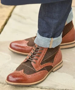 Joe Browns Harlington Tweed And Leather Boots- Boots|Shoes, Boots & Trainers