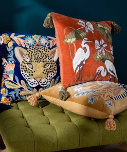 Joe Browns Lavish Leopard Embroidered Cushion- Animal Décor|Cushions & Throws