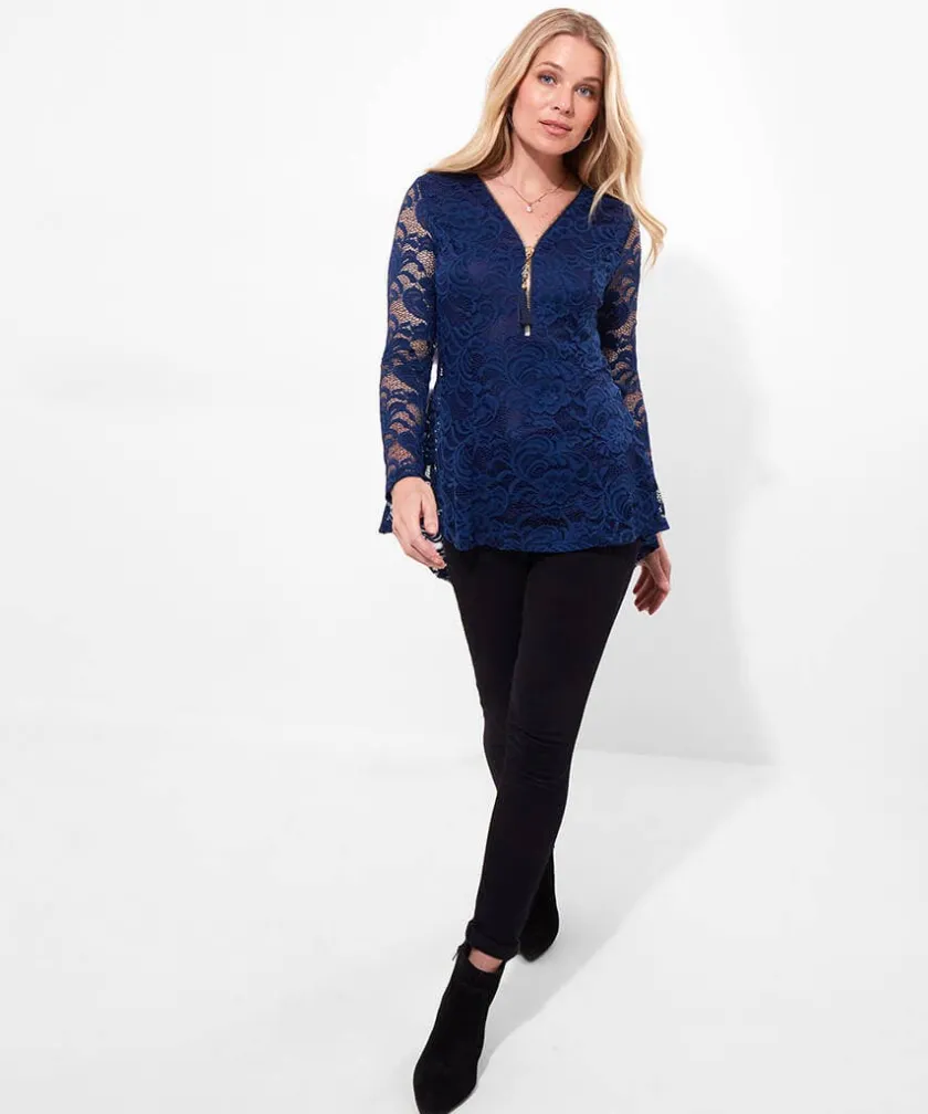 Joe Browns Loretta Lace Zip Top-Women Tops, Tunics & Blouses