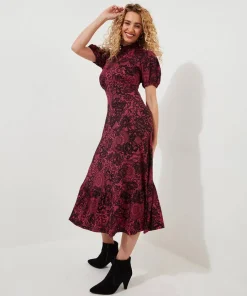 Joe Browns Lovely Lace Print Jersey Dress-Women Petite Collection|Dresses