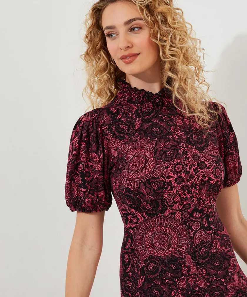 Joe Browns Lovely Lace Print Jersey Dress-Women Petite Collection|Dresses