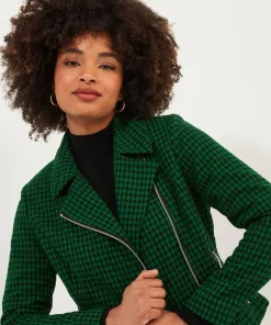 Joe Browns Meg Dogstooth Biker Jacket-Women Coats & Jackets
