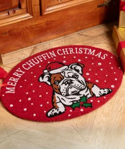 Joe Browns Merry Chuffin Christmas Bulldog Doormat- Rugs|Doormats