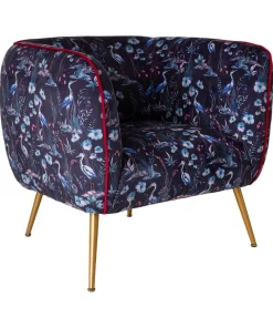 Joe Browns Nouveau Herons Velvet Chair- Furniture & Storage|Floral Décor