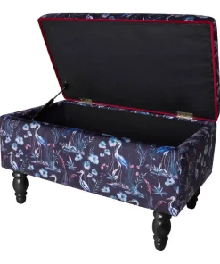 Joe Browns Nouveau Herons Velvet Storage Footstool- Furniture & Storage|Floral Décor