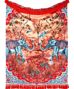 Joe Browns Ornate Elephant Reversible Tassel Throw- Animal Décor|Cushions & Throws