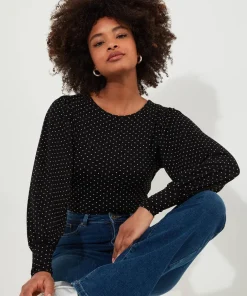 Joe Browns Perfectly Polka Dot Jersey Top-Women Tops, Tunics & Blouses