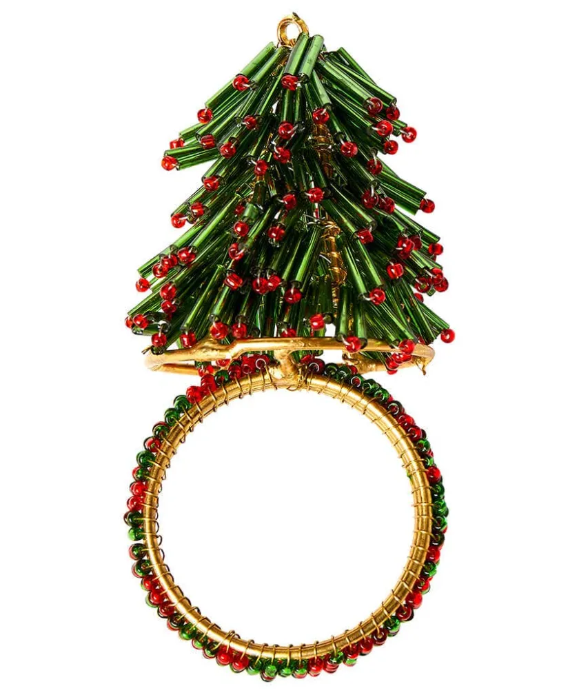 Joe Browns Set Of 4 Christmas Tree Beaded Napkin Rings- Kitchenware & Dining|Christmas Homeware