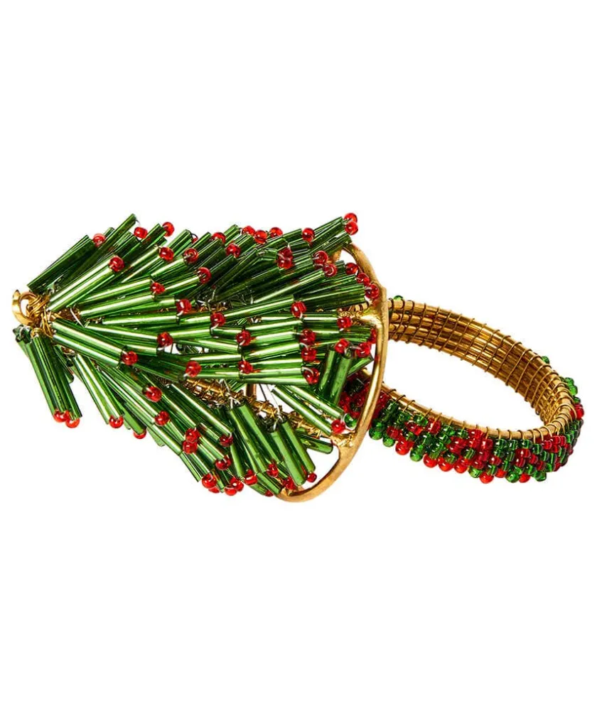 Joe Browns Set Of 4 Christmas Tree Beaded Napkin Rings- Kitchenware & Dining|Christmas Homeware