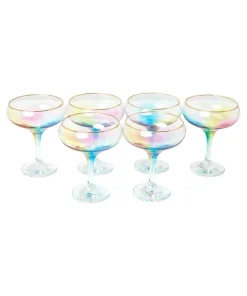 Joe Browns Set Of 6 Suave Rainbow Champagne Coupes- Kitchenware & Dining