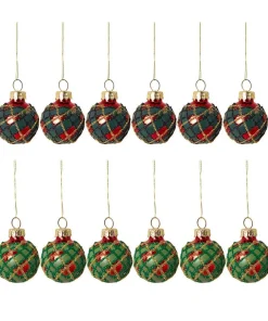 Joe Browns Set Of 12 Traditional Tartan Baubles- Home Accessories|Christmas Homeware