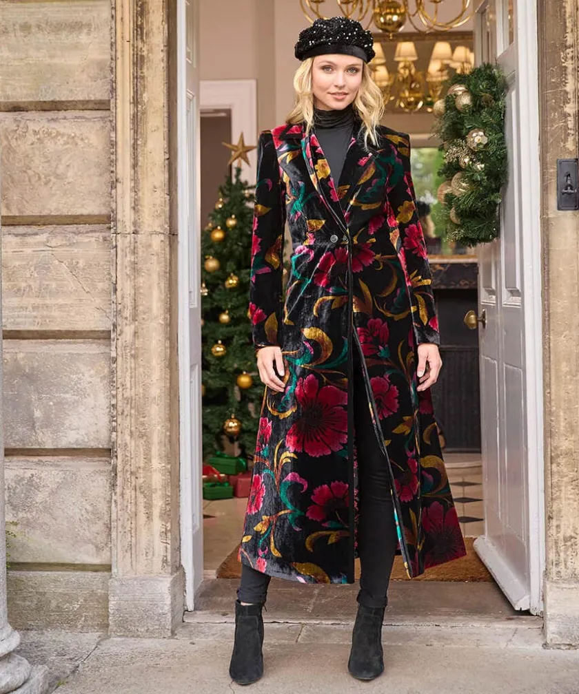Joe Browns Statement Boutique Printed Velvet Coat-Women Women's Clothing|Boutique Collection