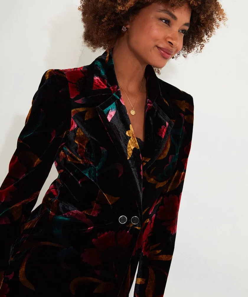 Joe Browns Statement Boutique Printed Velvet Coat-Women Women's Clothing|Boutique Collection